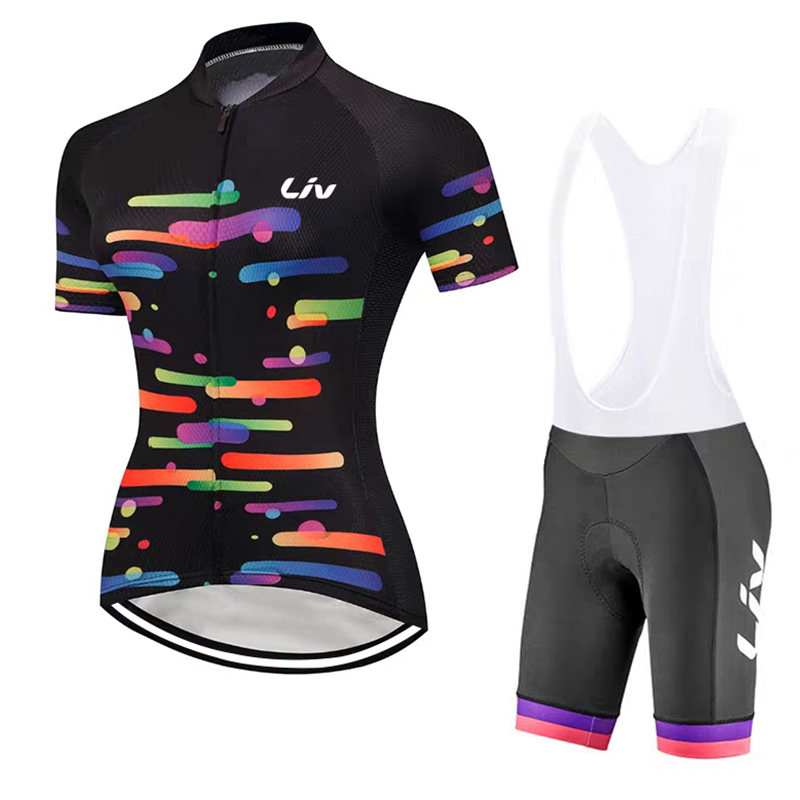 Cycling Gear Girls - LIV Damen-Radtrikot-Set für Sommer-Rennradfahren, Trägerhosen-Set, Radtrikot,