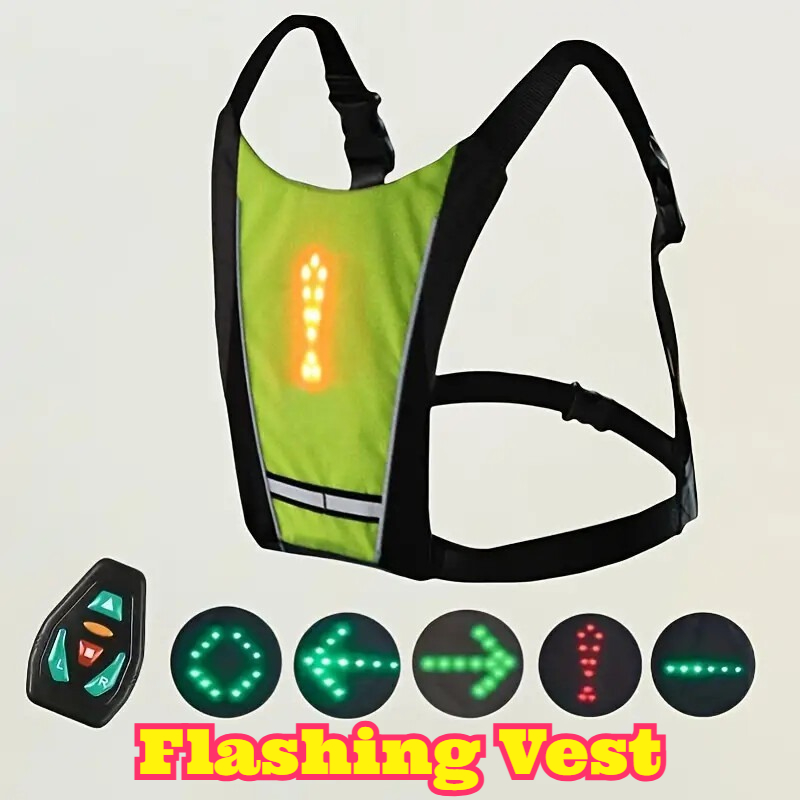 Cycling Visibility Gear - LED-Fernbedienungs-Sicherheitsweste mit Blinklicht, Hochsichtbare Warnausrüstung für