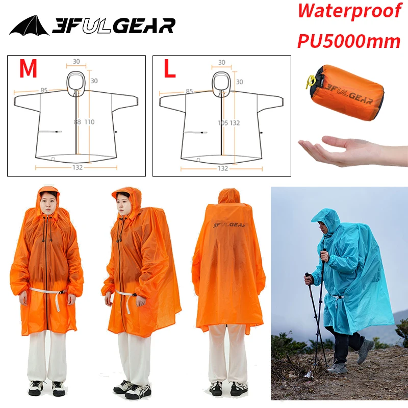 Cycling Gear Jacket - 3F UL GEAR Regenmantel mit Reißverschluss,