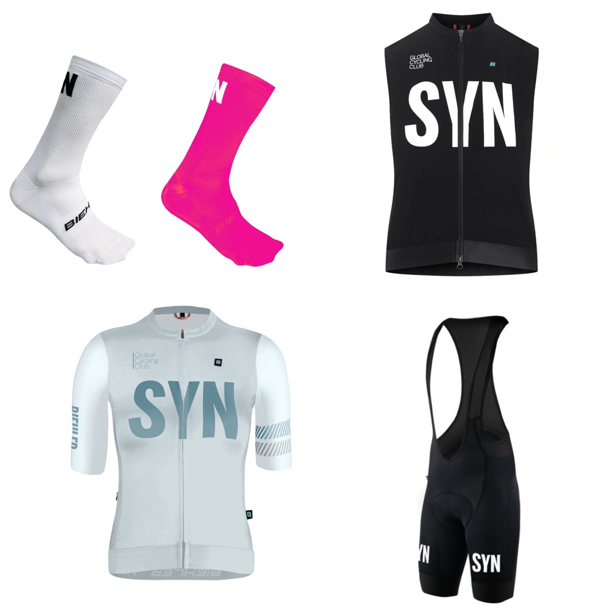 Cycling Gear Girls - SYN Damen-Radtrikot mit kurzen Ärmeln, weiß,
